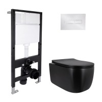 Готове рішення Qtap для ванної кімнати: підвісний унітаз Taurus Ultra Quiet 515x360x350 + комплект інсталяції Standard (лінійна клавіша Chrome) QTAP