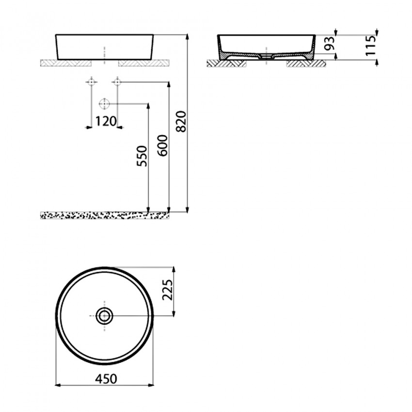 LP145-00CM00E-0000  Раковина Loop round на стільницю 45см,  Cappucino Matt (1 сорт) Creavit фото 2