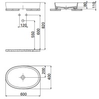 LP160-00CM00E-0000  Раковина Loop на стільницю  40x60 см, Cappucino Matt (1 сорт) Creavit фото 3