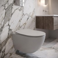FE322-11CG00E-0000 FREE Унітаз підвісний з кришкою Soft Closing , безобідковий, Cool Grey (1 сорт) Creavit
