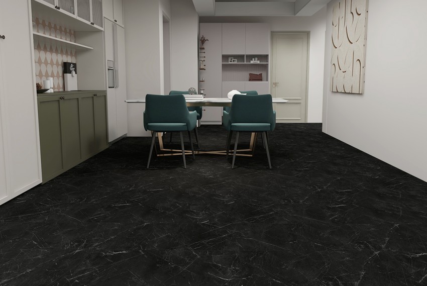 Вінілова підлога SPC Stone Marble black 91.5x46.5x0.6 см (5+1мм) BLISSGROUND фото 1