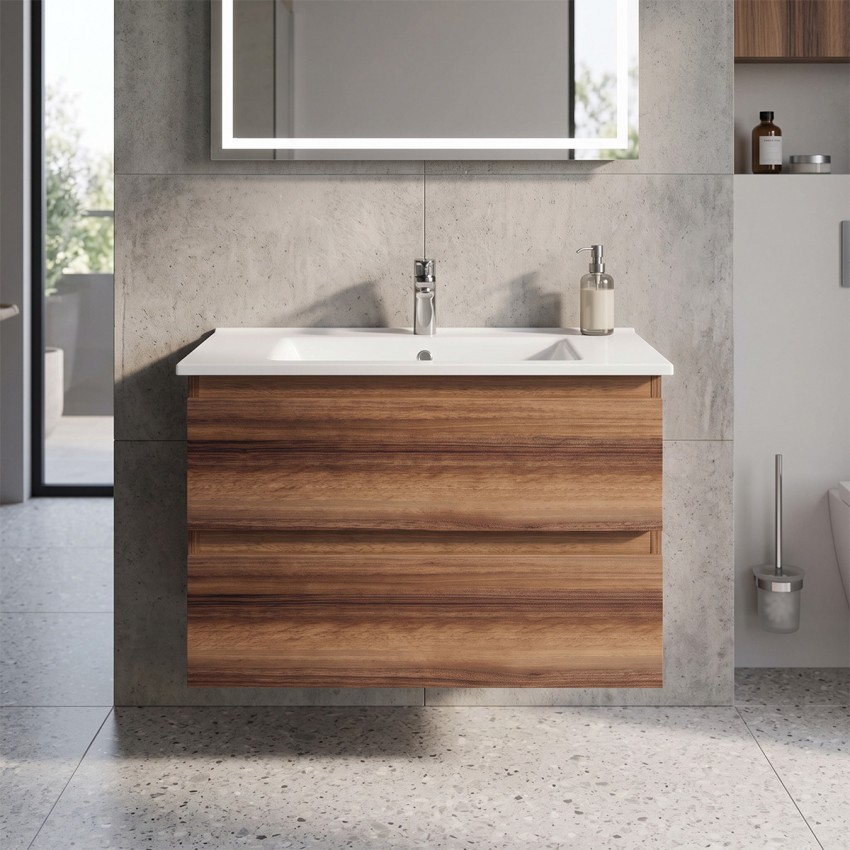 AD0080.10.VV ALINDA,Тумба під раковину 80см з умивальником SU, Walnut (1 сорт) Creavit