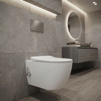 FE322-34CB00E-0002  FREE Унітаз-біде підвісний з кришкою Soft Closing , інтегрованим змішувачем, безобідковий, білий (1 сорт) Creavit