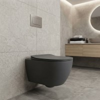 FE322-11AM00E-0000 FREE Унітаз підвісний з кришкою Soft Closing , безобідковий, Anthracite Matt (1 сорт) Creavit