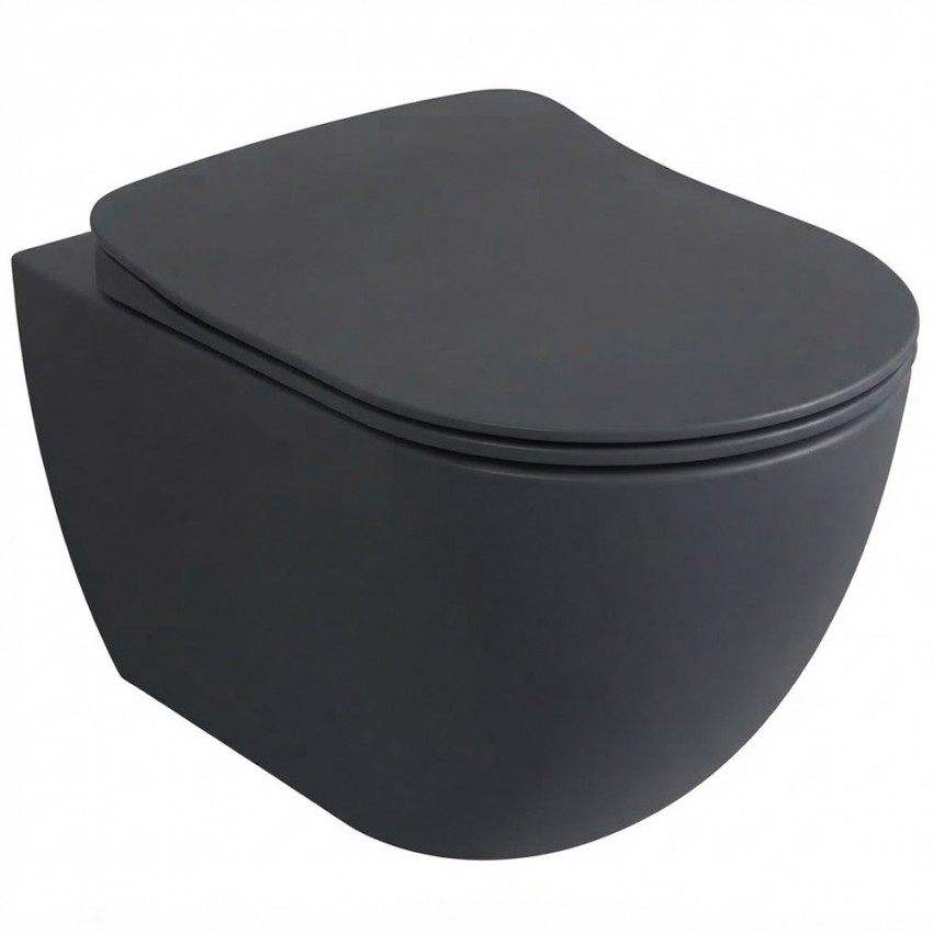 FE322-11AM00E-0000 FREE Унітаз підвісний з кришкою Soft Closing , безобідковий, Anthracite Matt (1 сорт) Creavit фото 1