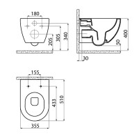 FE322-11BR00E-0000 FREE Унітаз підвісний з кришкою Soft Closing , безобідковий,  Berry (1 сорт) Creavit фото 2