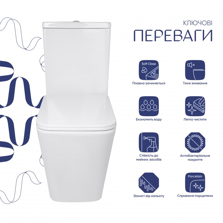 Унітаз підлоговий Crow Ultra Quiet 640×360×835 мм, White, з сидінням Slim Duroplast / Soft-close / Quick Release QTCRO27W51028 Qtap QTAP фото 2