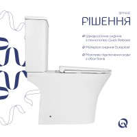 Унітаз підлоговий Presto Ultra Quiet 640×340×790 мм, White, з сидінням Slim Duroplast/ Soft-close/ Quick Release QTPRE27W51022 Qtap QTAP фото 3