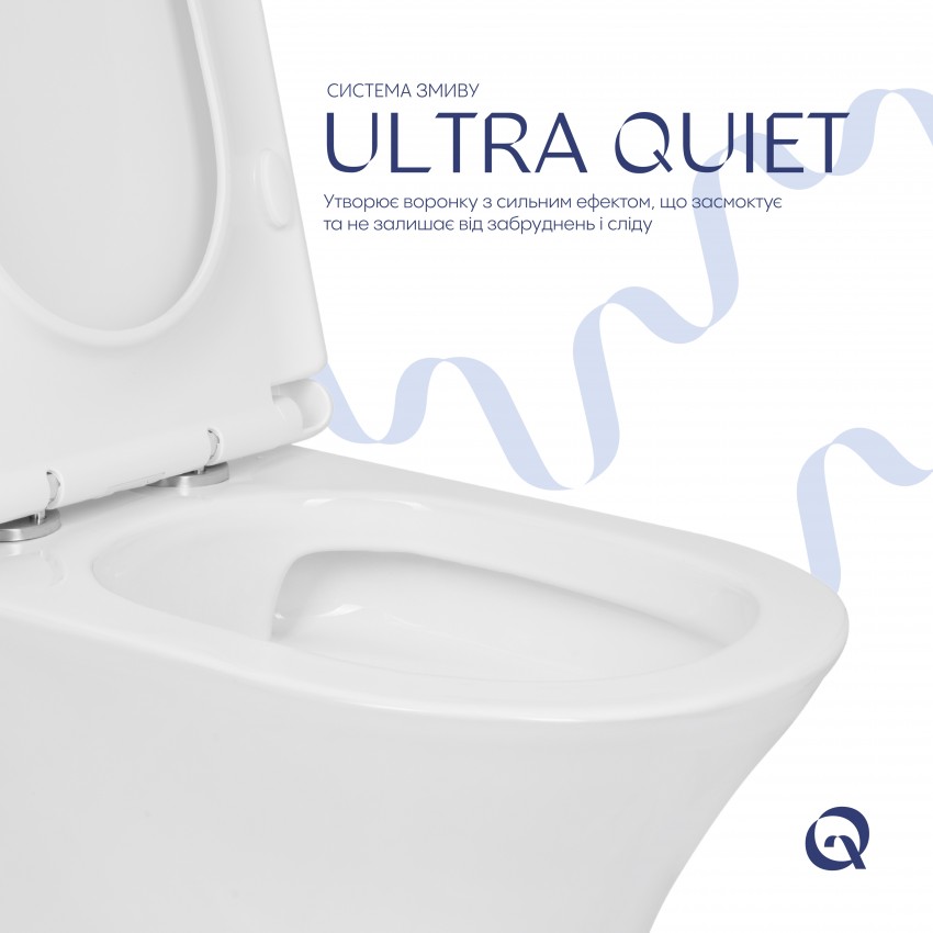 Унітаз підлоговий Presto Ultra Quiet 640×340×790 мм, White, з сидінням Slim Duroplast/ Soft-close/ Quick Release QTPRE27W51022 Qtap QTAP фото 4