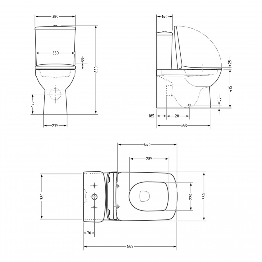 Унітаз підлоговий Crow Eco Ultra Quiet 640×360×835 мм, White, з сидінням Slim Duroplast / Soft-close / Quick Release QTCRO27W51030 Qtap QTAP фото 1