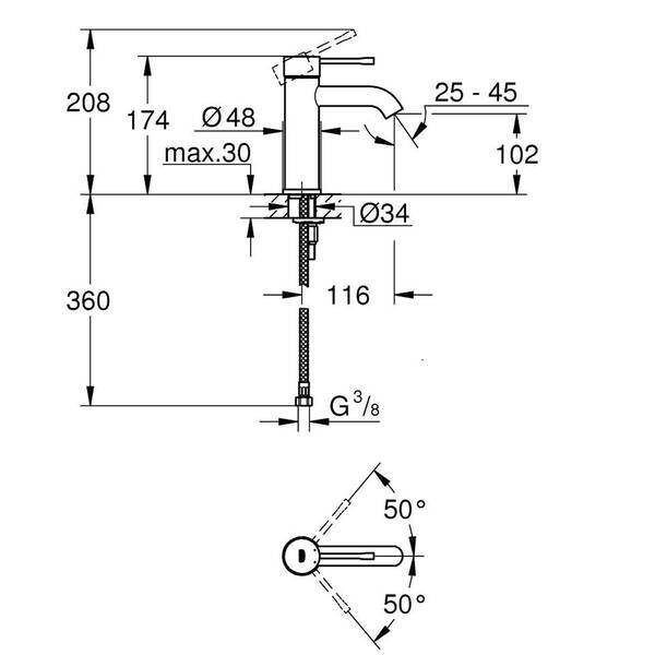 24172001 Essence New Одноважільний змішувач для раковини 1/2namp;quot; S-розміру GROHE фото 3