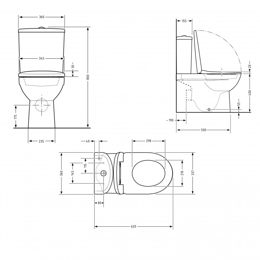 Унітаз підлоговий Stork Ultra Quiet 630×350×805 мм, White, з сидінням Slim Duroplast / Soft-close / Quick Release QTSTO27W49260 Qtap QTAP фото 1