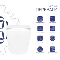 Унітаз підвісний Scorpio Ultra Quiet 490x365x325 мм, White, з сидінням Slim Duroplast/ Soft-close/ Quick relase QT14332380ASW Qtap QTAP фото 2