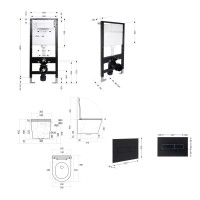 Готове рішення Qtap для ванної кімнати: підвісний унітаз Scorpio Ultra Quiet 490x365x325 + комплект інсталяції Standard (лінійна клавіша Black) QTAP фото 1