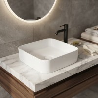 HAE375S MAE  Раковина на стільницю, квадратна 375x375, біла (1 сорт) Hes