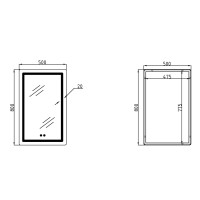 Дзеркало настінне Mideya (MI2) 500х800 мм, прямокутне, з LED-підсвіткою Touch, антизапотіванням, димером Qtap QTAP фото 1
