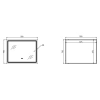 Дзеркало настінне Mideya (MI2) 900х700 мм, прямокутне, з LED-підсвіткою Touch, антизапотіванням, димером, рег. яскравості Qtap QTAP фото 1