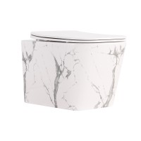 Унітаз підвісний Tern Ultra Quiet 520×345×325 мм, Marble, з сидінням Slim Duroplast / Soft-close / Quick Release QTTER26MR49002 Qtap QTAP