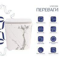 Унітаз підвісний Tern Ultra Quiet 520×345×325 мм, Marble, з сидінням Slim Duroplast / Soft-close / Quick Release QTTER26MR49002 Qtap QTAP фото 2