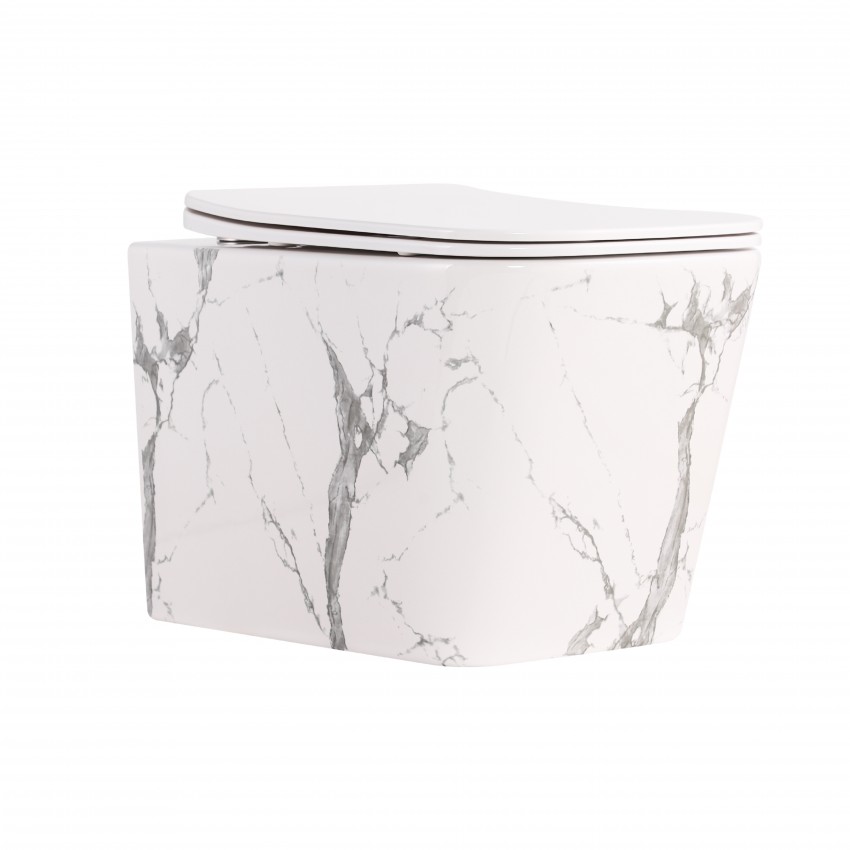 Унітаз підвісний Tern Ultra Quiet 520×345×325 мм, Marble, з сидінням Slim Duroplast / Soft-close / Quick Release QTTER26MR49002 Qtap QTAP