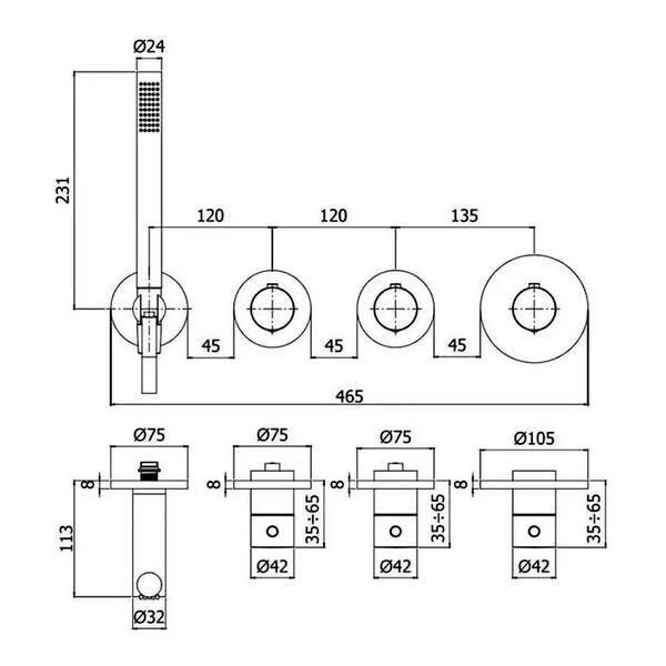 MDE000CR  modular box  Зовнішня частина до термостата на 2 вих, хром Paffoni фото 2