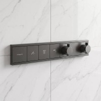 15381340 HG RainSelect Термостат для прихованого монтажу з 3 функціями, матовий чорний хром HANSGROHE