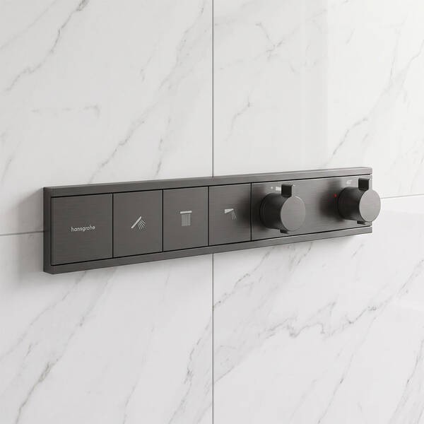 15381340 HG RainSelect Термостат для прихованого монтажу з 3 функціями, матовий чорний хром HANSGROHE