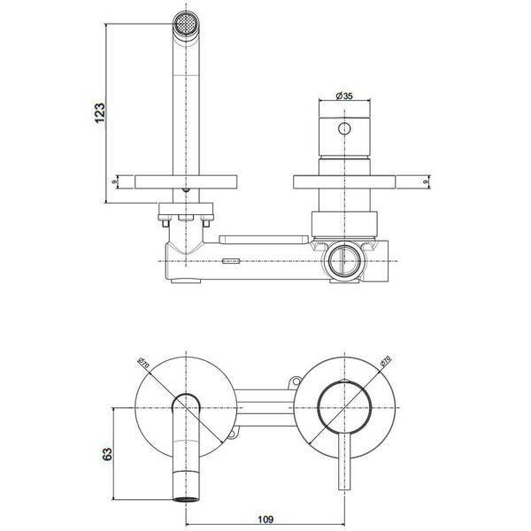 LIG104ST70 LIGHT Змішувач для раковини зі стіни Paffoni фото 3