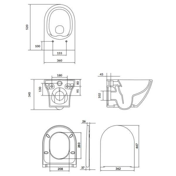 S701-472 СЕТ B331 LARGA Унітаз підвісний EW CLEANON + кришка дюропласт SLIM з механізмом плавного закривання CERSANIT-С Україна фото 3