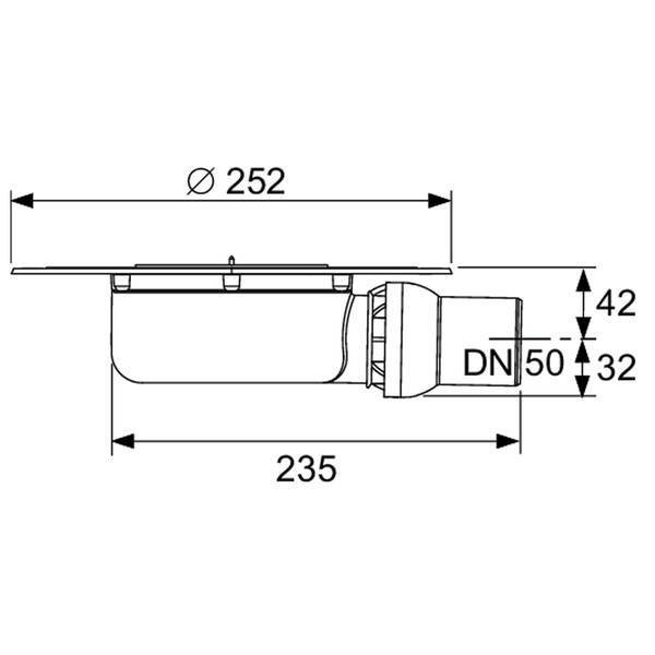 3601404 TECEdrainpoint S DN 50, дренажний трап, екстра-плоский, з універсальним фланцем Seal System, одновихідний TECE фото 2