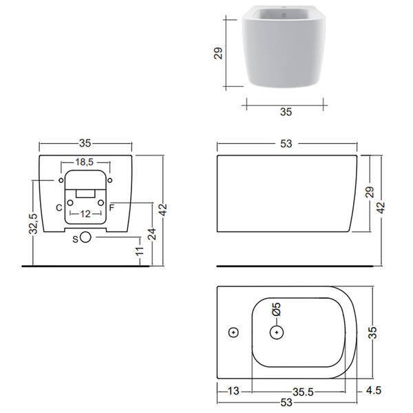 004 367 049 SEMPLICE Біде підвісне, колір Basalto мат NIC Design фото 2