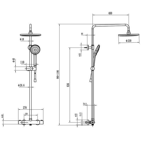 TVS109002000K5 Universal Showers  Душова система з термостатом, матовий чорний VILLEROY namp; BOCH фото 2