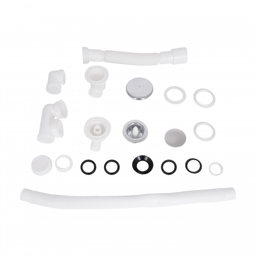 Сифон для ванни LW04 (6003V00202) випуск 70 мм, автоматичний (Click-Clack), плоский, з ревізією (вихід гофра 40/50 мм) Lidz LIDZ фото 2