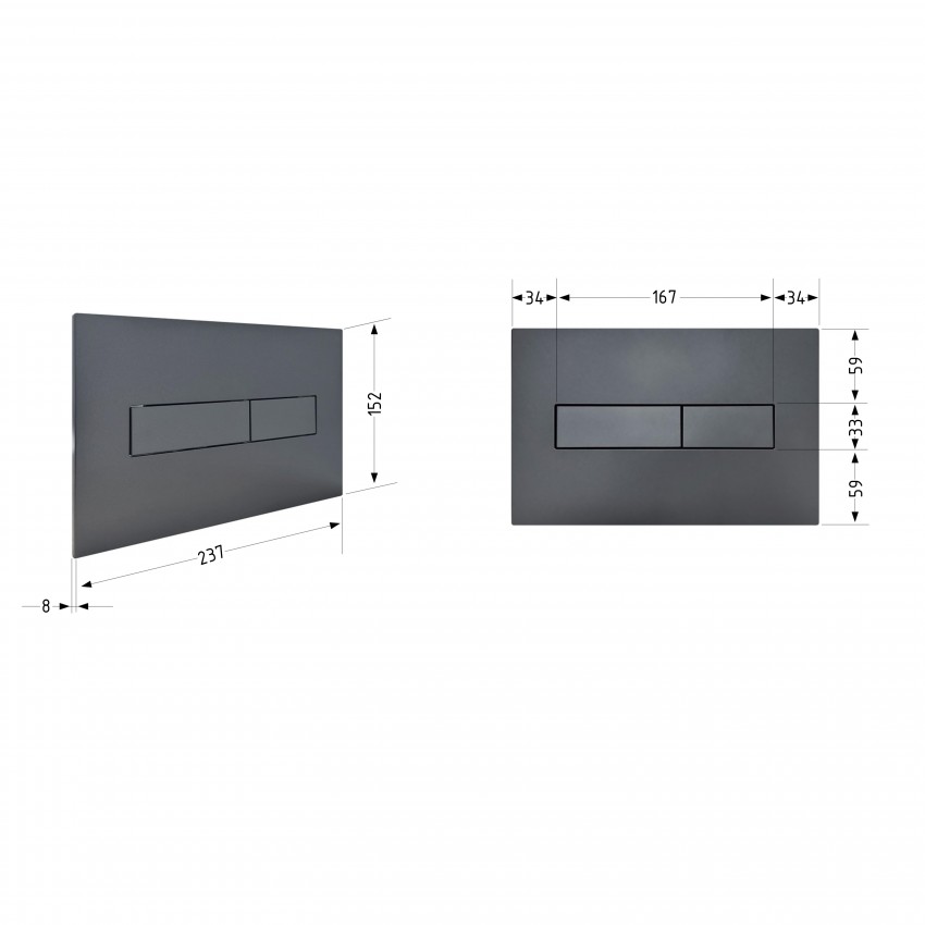 Клавіша змиву Standard 152x236x28 мм, Gunmetal Black, лінійна QTSTD164GMB51272 Qtap QTAP фото 1