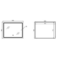 Дзеркало настінне Mideya (MI2) 1000х800 мм, прямокутне, з LED-підсвіткою Touch, антизапотіванням, димером Qtap QTAP фото 1
