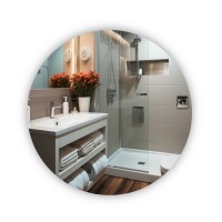 Дзеркало настінне Taurus (TA1) R800 мм, кругле, з LED-підсвіткою Touch, антизапотіванням, димером, рег. темп. кольору (3000-6500K) Qtap QTAP