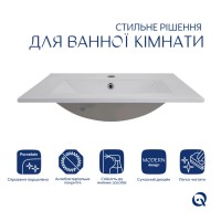Комплект Albatross: Раковина врізна меблева 620x460x180 мм, White, прямокутна + Донний клапан Pop-up PU02O QTAP фото 2