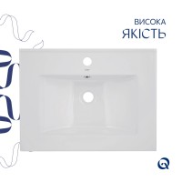 Комплект Albatross: Раковина врізна меблева 620x460x180 мм, White, прямокутна + Донний клапан Pop-up PU02O QTAP фото 3