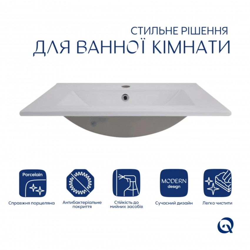Комплект Albatross: Раковина врізна меблева 620x460x180 мм, White, прямокутна + Донний клапан Pop-up PU02O QTAP фото 2