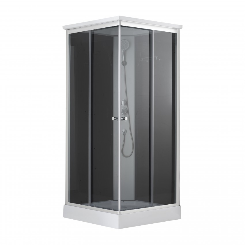 Душовий бокс Kubis SB90x90.SAT.LOW.GR, низький, скло тоноване 4 мм + стінки BLA Lidz LIDZ