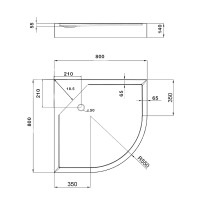 Душовий піддон Kapielka ST80x80x14 низький, напівкруглий, діаметр зливу 52 мм Lidz LIDZ фото 1