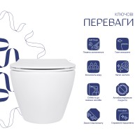 Унітаз підвісний Jay Ultra Quiet 485х360х320 мм, White, з сидінням Slim Duroplast/ Soft-close/ Quick Release QT07335177W Qtap QTAP фото 2