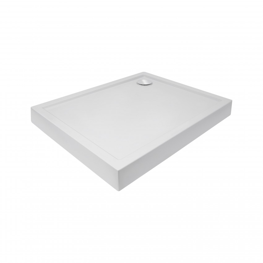 Душовий піддон Tern 301812C, 100x80x12 см, прямокутний, акриловий + ніжки, діаметр зливу 90 мм + сифон з гідрозатвором хром Qtap QTAP