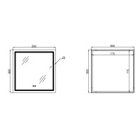 Дзеркало настінне Mideya (MI2) 800x800 мм, прямокутне, з LED-підсвіткою Touch, антизапотіванням, димером Qtap QTAP фото 1