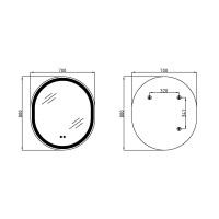Дзеркало настінне Gemini (GE1B) 800х700 мм, овальне, з LED-підсвіткою Touch, антизапотіванням, димером, рег. темп. кольору (3000-6500K) Qtap QTAP фото 1