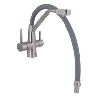 Змішувач для кухні Aria 020F3, Nickel/Grey (k35) з гнучким виливом і підключенням для питної води LDARI020F3GNK39211 Lidz LIDZ фото 3