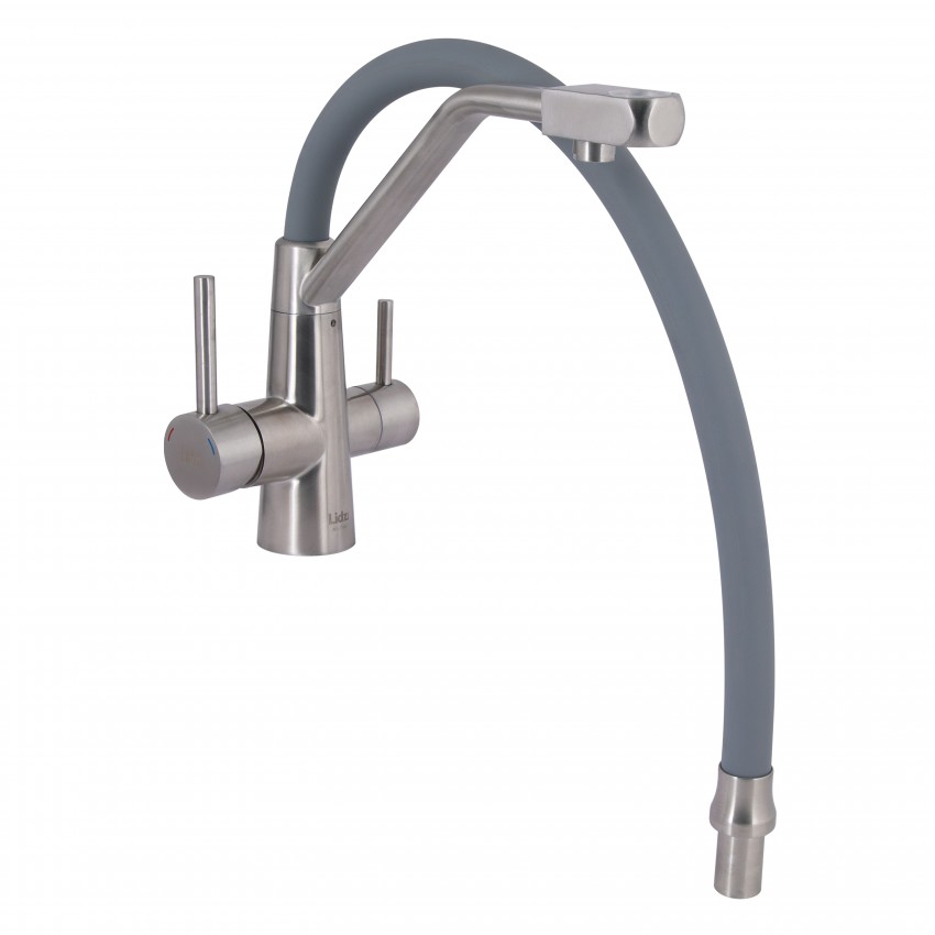Змішувач для кухні Aria 020F3, Nickel/Grey (k35) з гнучким виливом і підключенням для питної води LDARI020F3GNK39211 Lidz LIDZ фото 3