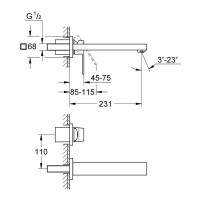 23447000 Eurocube Змішувач д/раковини зі стіни, хром GROHE фото 2