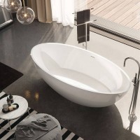 V307BL CAREZZA Ванна зі штучного каменю 170 x 80 x 52h +сифон Crias400S51 NEU, білий TREESSE фото 3