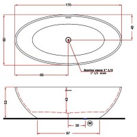 V307BL CAREZZA Ванна зі штучного каменю 170 x 80 x 52h +сифон Crias400S51 NEU, білий TREESSE фото 4